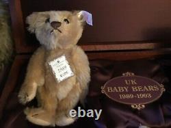 Steiff Limited Edition UK Baby Bear Set 1989-1993 in wooden display box