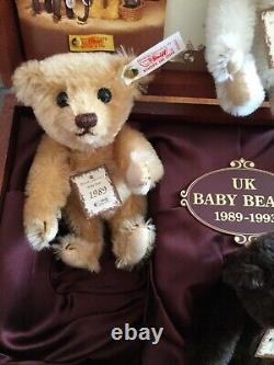Steiff Superb Limited Edition Wooden Boxed set 5 UK Baby Bears 1989 1993