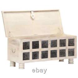 Storage Box White 110x40x45 cm Wood Practical Set