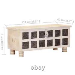 Storage Box White 110x40x45 cm Wood Practical Set
