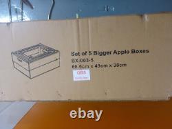 Storage Crate Quirky Barn Apple Box Logo Stack Vintage Large Wood Handle Set 5