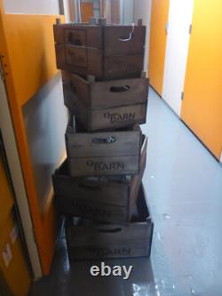 Storage Crate Quirky Barn Apple Box Logo Stack Vintage Large Wood Handle Set 5