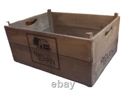 Storage Crate Quirky Barn Apple Box Logo Stack Vintage Large Wood Handle Set 5