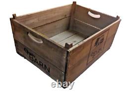 Storage Crate Quirky Barn Apple Box Logo Stack Vintage Large Wood Handle Set 5