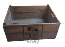 Storage Crate Quirky Barn Apple Box Logo Stack Vintage Large Wood Handle Set 5