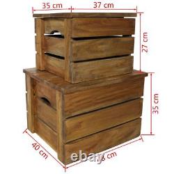 Storage Set Crate Solid Reclaimed Wood 2 Wooden Storage Boxes Antique Style