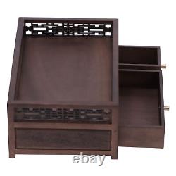 (Style 1)Wooden Storage Box Decorative Tea Set Rack Retro Teacake Box Desktop HG