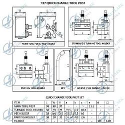 T37 Quick Change Tool Post Set For Myford ML7 Wooden Box Set 5 Pieces