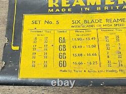 TAYLOR & JONES No 5 SET 6 BLADE LATHE EXPANDING REAMERS SET WITH WOODEN BOX