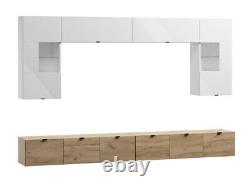 TV Stand Set Cabinet Contemporary Wooden Wallmounted + freestanding Cupboard