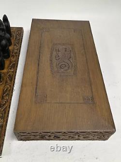 The Lewis Chess Set With Carved Wooden Board With Separate Box For Figures