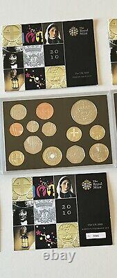 Three Sets X3 Of Royal Mint 2010 Executive Proof Coin Sets Without Wooden Boxes