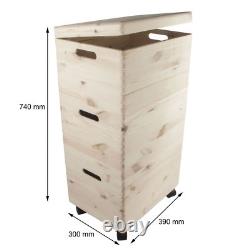 Three Stackable Wooden Storage Boxes /Set 39x30x74cm/ Trunk Chest For Craft DIY
