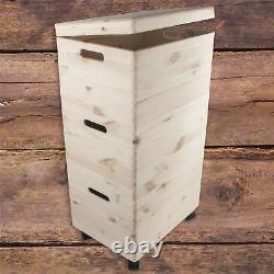 Three Stackable Wooden Storage Boxes /Set 39x30x74cm/ Trunk Chest For Craft DIY