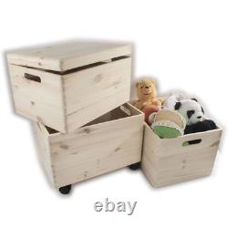 Three Stackable Wooden Storage Boxes /Set 39x30x74cm/ Trunk Chest For Craft DIY