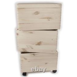 Three Stackable Wooden Storage Boxes /Set 39x30x74cm/ Trunk Chest For Craft DIY