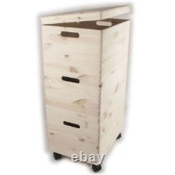 Three Stackable Wooden Storage Boxes /Set 39x30x74cm/ Trunk Chest For Craft DIY