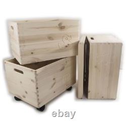 Three Stackable Wooden Storage Boxes /Set 39x30x74cm/ Trunk Chest For Craft DIY