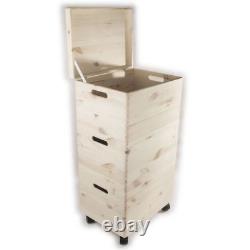 Three Stackable Wooden Storage Boxes /Set 39x30x74cm/ Trunk Chest For Craft DIY