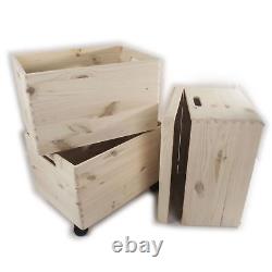 Three Stackable Wooden Storage Boxes /Set 39x30x74cm/ Trunk Chest For Craft DIY