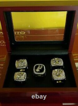 Tim Duncan San Antonio Spurs 5 Championship Ring Set With Wooden Display Box