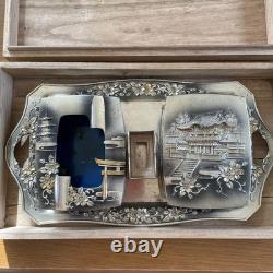 Tobacco tray set in wooden box