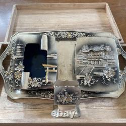 Tobacco tray set in wooden box