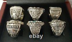 Tom Brady New England Patriots 6 Super Bowl Ring Set With Wooden Display Box