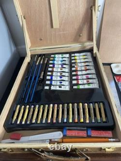 Travel art kit in wooden case Artist's easel box