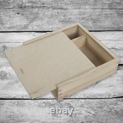 Two Compartments Lidded Wooden Box To Store Photos Pictures Data Memory Stick