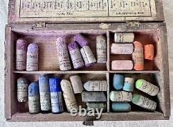 Two Sets Of Vintage SCHMINCKE Artists Pastels Wooden Boxes Multicolour