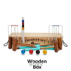 Uber Games Family Croquet Set 4 Player Wooden Box (UK)