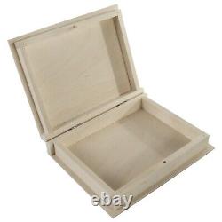 Unpainted Wooden Book Shaped Box Case / Wood Trinket Storage Decoupage Craft