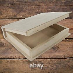 Unpainted Wooden Book Shaped Box Case / Wood Trinket Storage Decoupage Craft