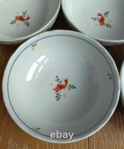 Unused Tachiyoshi 5 Small Bowls With Goldfish Designs And Wooden Box Set