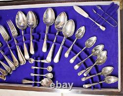 VINTAGE 98 piece VINERS Stainless Nickel Canteen Of Cutlery in large wooden box