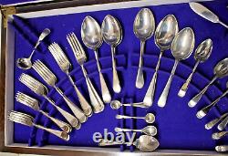 VINTAGE 98 piece VINERS Stainless Nickel Canteen Of Cutlery in large wooden box