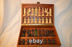 VINTAGE ANRI TORIART CHARLEMAGNE ITALIAN CHESS SET WithBOX HAND PAINTED COMPLETE