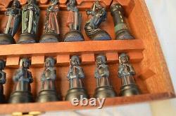 VINTAGE ANRI TORIART CHARLEMAGNE ITALIAN CHESS SET WithBOX HAND PAINTED COMPLETE