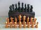 Vintage / Antique Wooden Weighted Chess Set Complete In A Wooden Box King 87mm