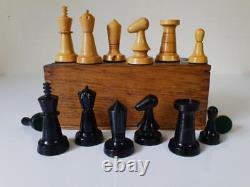 VINTAGE CHESS SET ART DECO UNICORN BRAND K 69 mm PLUS ORIG BOX NO BOARD