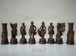 VINTAGE CHESS SET DOLFI LOUIS XV KING OF FRANCE K 4.75 inc + OLD BOX NO BOARD