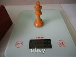VINTAGE CHESS SET FRENCH LARDY WEIGHTED STAUNTON K 85 mm + ORIG BOX NO BOARD