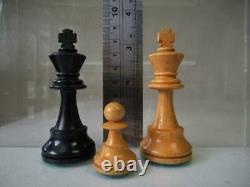 VINTAGE CHESS SET FRENCH LARDY WEIGHTED STAUNTON K 85 mm + ORIG BOX NO BOARD