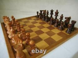 VINTAGE CHESS SET HUGE FRENCH LARDY INT STAUNTON PATTERN K 120 mm + OLD BOX