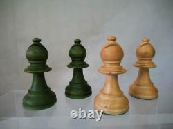 VINTAGE CHESS SET LOADED CHAVET TOURNAMENT STAUNTON PATTERN K 3.5 inch AND BOX