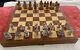 Vintage Chinese 32 Pieces Chess Set White Golden In Lined Wooden Boxrare
