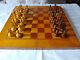 Vintage Game-wooden Box Large Masive Chess With A Full Set 32 Wooden Pieces