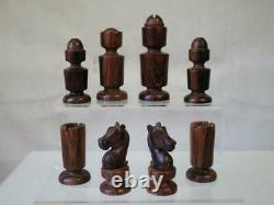 VINTAGE ITALIAN CHESS SET LARGE MODERN DESIGN K 105 mm AND CHESS BOARD NO BOX
