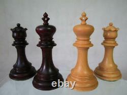 VINTAGE OR MODERN CHESS SET ROSE WOOD STAUNTON PATTERN K 108 mm + BOX NO BOARD